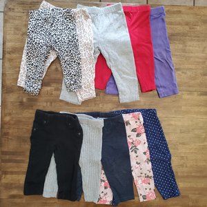 12m Girls Leggings Winter Lot